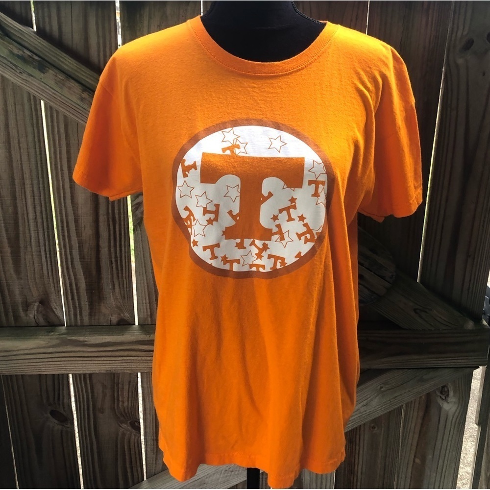 Anvil Knitwear Orange & White Tennessee Short Sleeve Ladies Cotton T-Shirt L